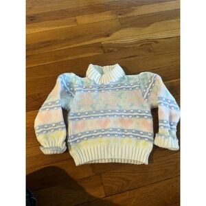 Vintage Petit Amour Baby Togs 18M‎ Girls Acrylic Heart Floral Sweater Flowers